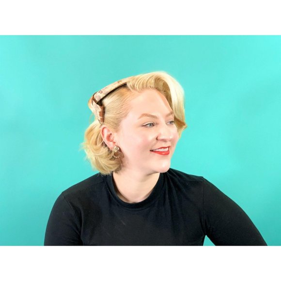 Vintage 1950s Floral Cap Brown Printed Round Hat - Picture 6 of 10